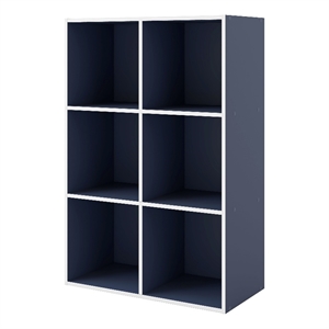 Furniture of America Seni Stackable Wood 6-Cube Bookcase in Steel Blue