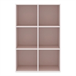 Furniture of America Seni Stackable Wood 6-Cube Bookcase in Light Pink
