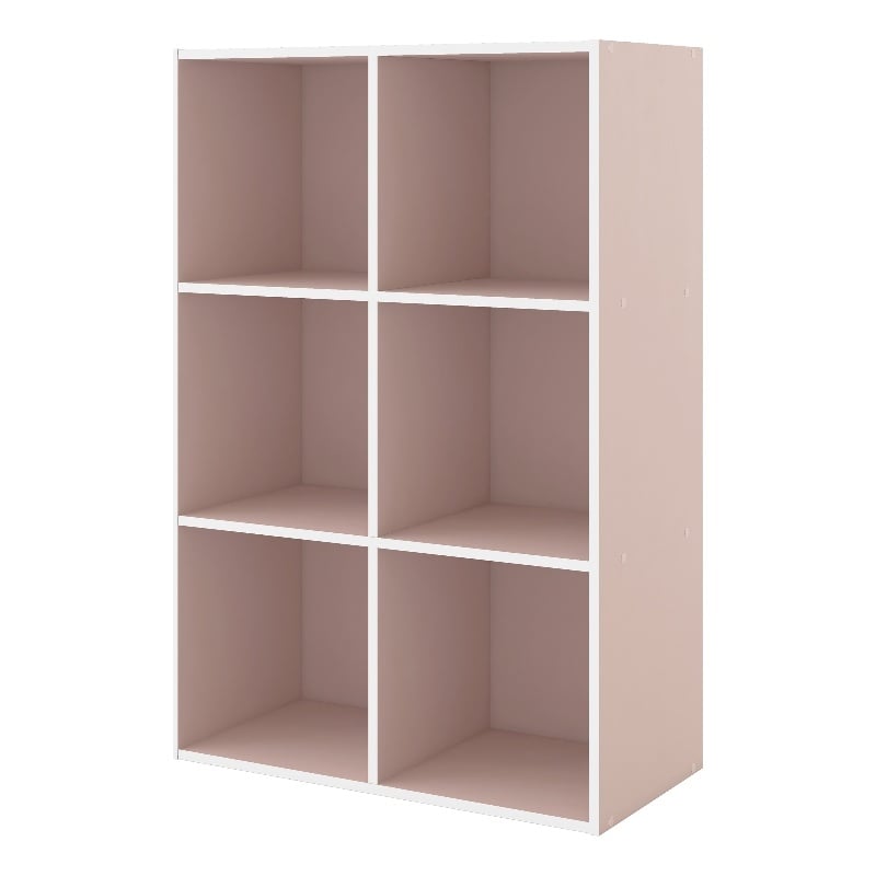 Furniture of America Seni Stackable Wood 6-Cube Bookcase in Light Pink