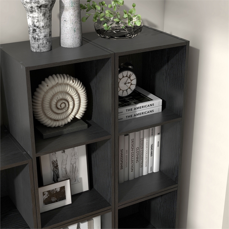 Furniture of America Seni Stackable Wood 2-Cube Bookcase in Black