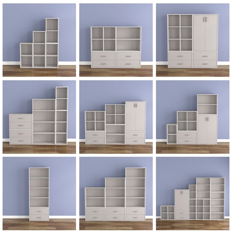 Furniture of America Seni Stackable Wood 2-Cube Bookcase in Gray
