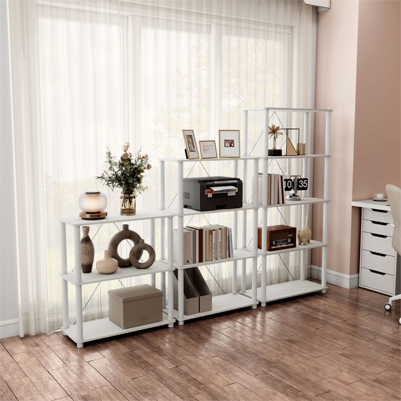 Furniture of America Seni 5-Tier 27-Inch Shelves Wood Open Bookcase in White