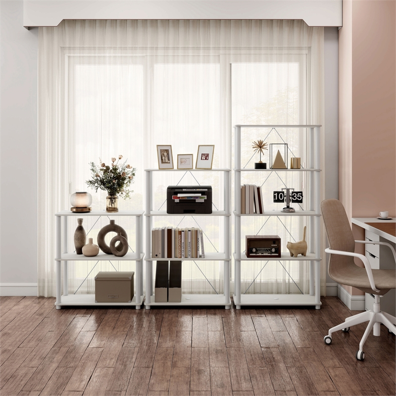 Furniture of America Seni 5-Tier 27-Inch Shelves Wood Open Bookcase in White