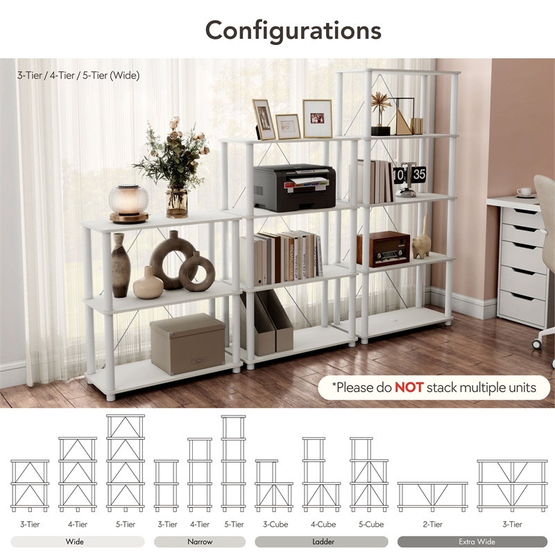 Furniture of America Seni 2-Tier 47-Inch Shelves Wood Open Bookcase in White