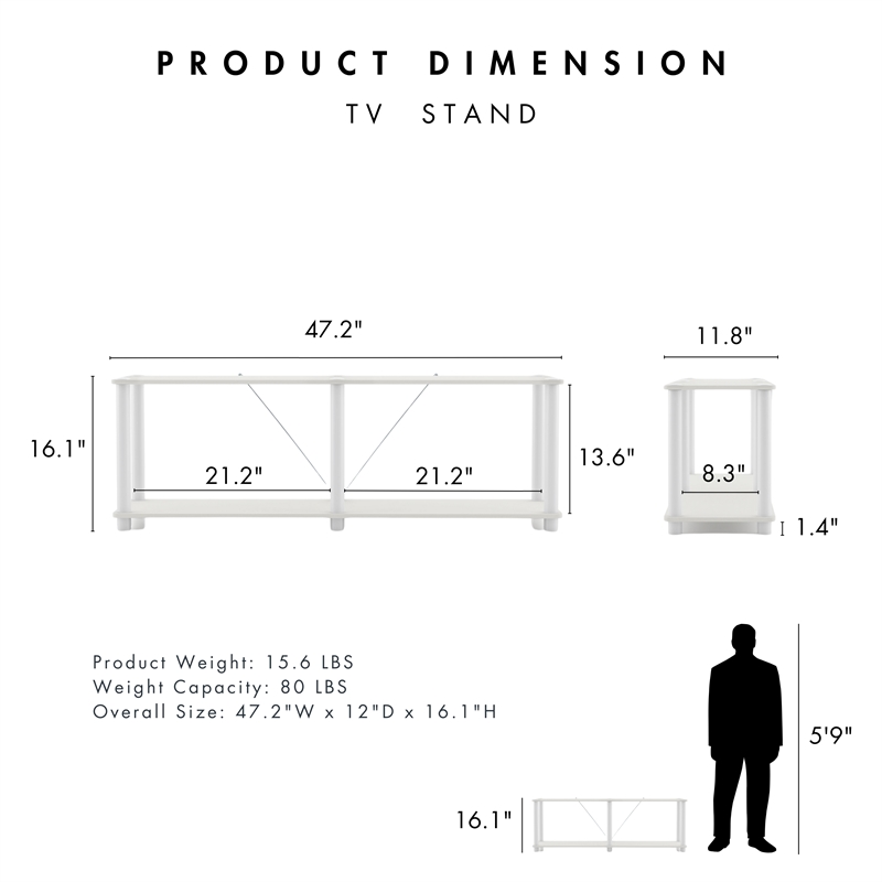 Furniture of America Seni 2-Tier 47-Inch Shelves Wood Open Bookcase in White