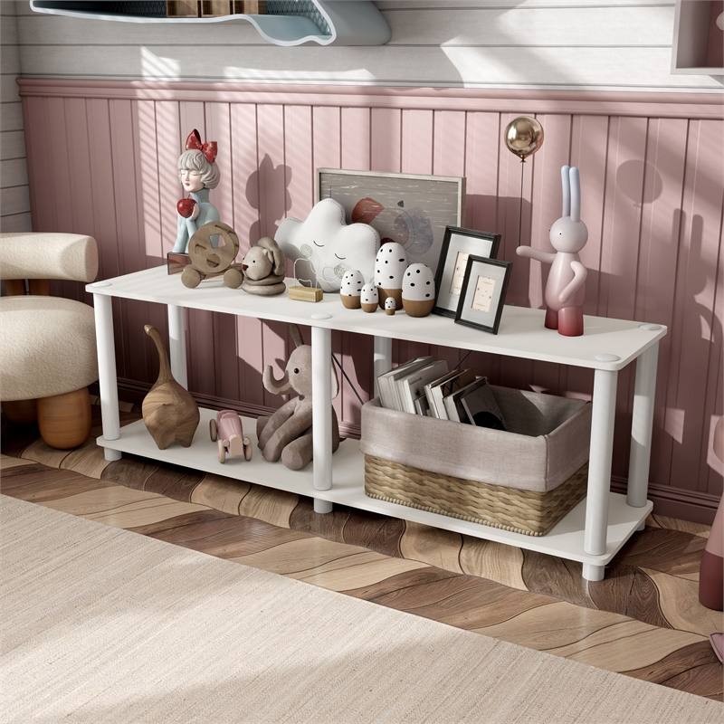 Furniture of America Seni 2-Tier 47-Inch Shelves Wood Open Bookcase in White