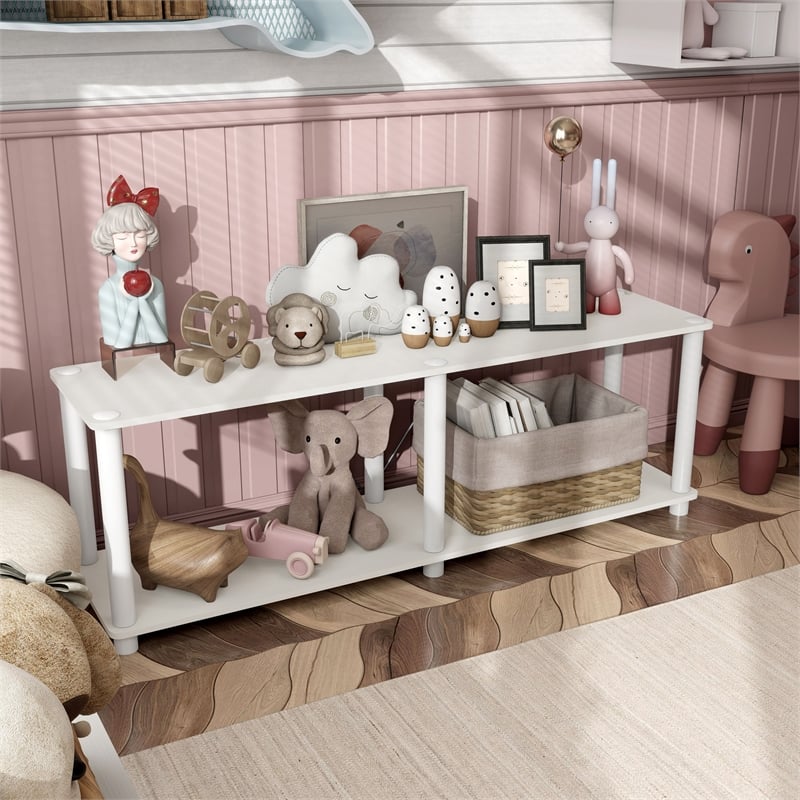 Furniture of America Seni 2-Tier 47-Inch Shelves Wood Open Bookcase in White