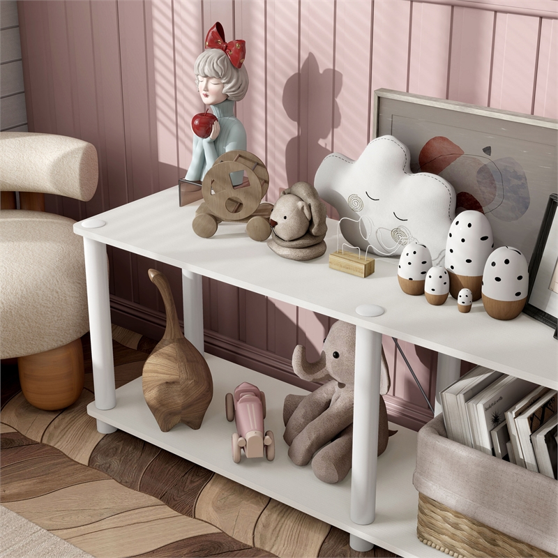 Furniture of America Seni 2-Tier 47-Inch Shelves Wood Open Bookcase in White