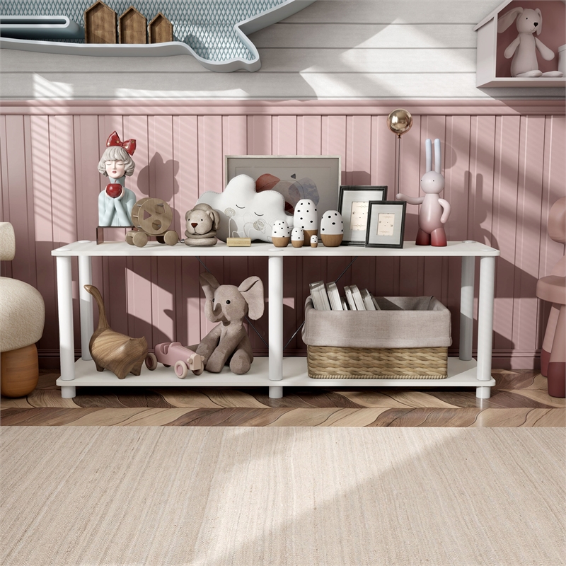 Furniture of America Seni 2-Tier 47-Inch Shelves Wood Open Bookcase in White