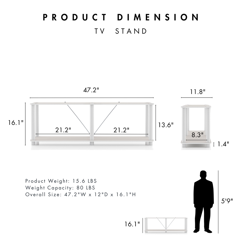 Furniture of America Seni 2-Tier 47-Inch Shelves Wood Open Bookcase in Gray