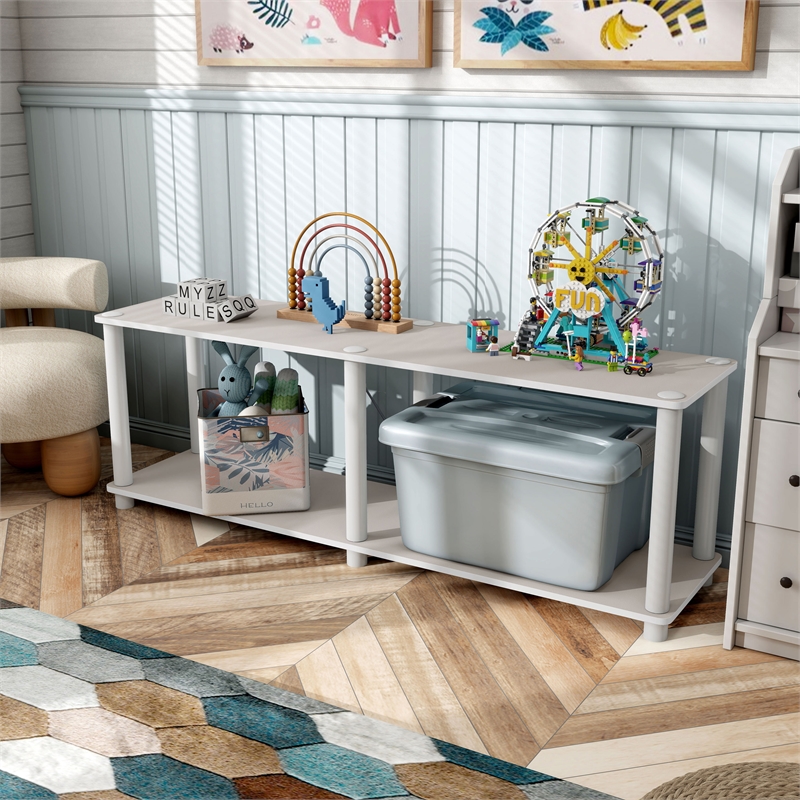 Furniture of America Seni 2-Tier 47-Inch Shelves Wood Open Bookcase in Gray