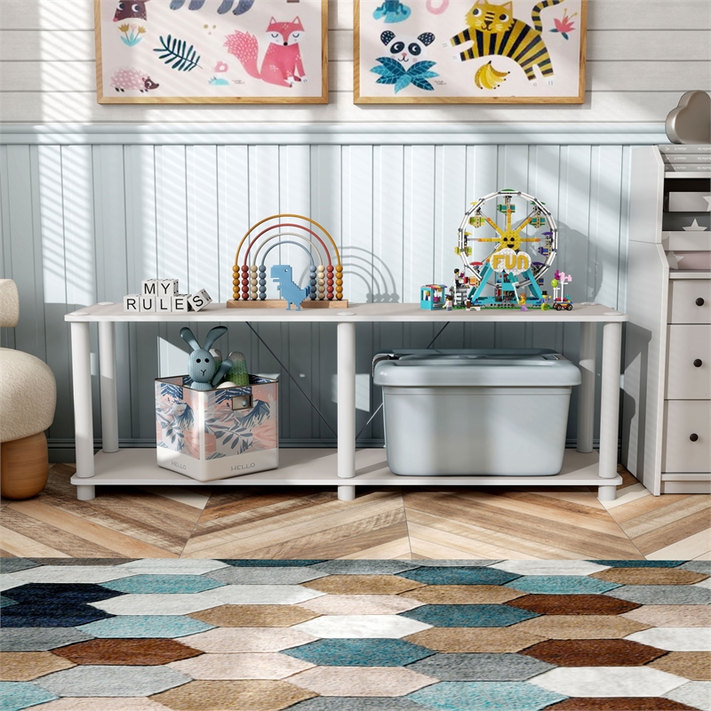 Furniture of America Seni 2-Tier 47-Inch Shelves Wood Open Bookcase in Gray