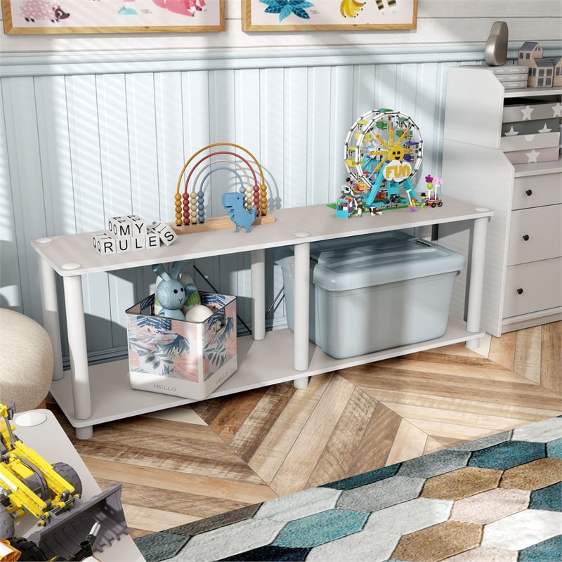 Furniture of America Seni 2-Tier 47-Inch Shelves Wood Open Bookcase in Gray