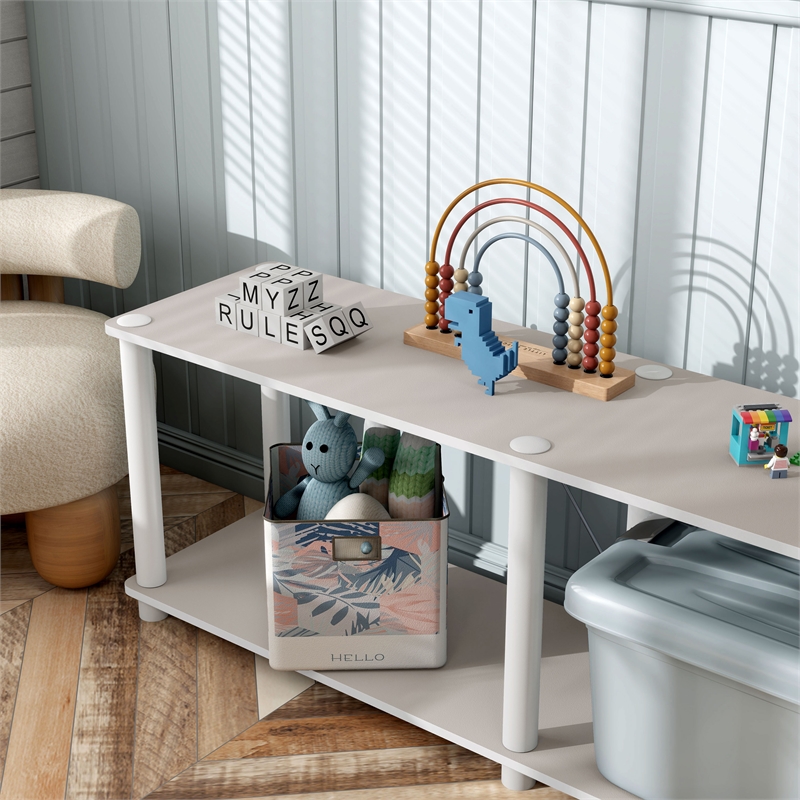 Furniture of America Seni 2-Tier 47-Inch Shelves Wood Open Bookcase in Gray