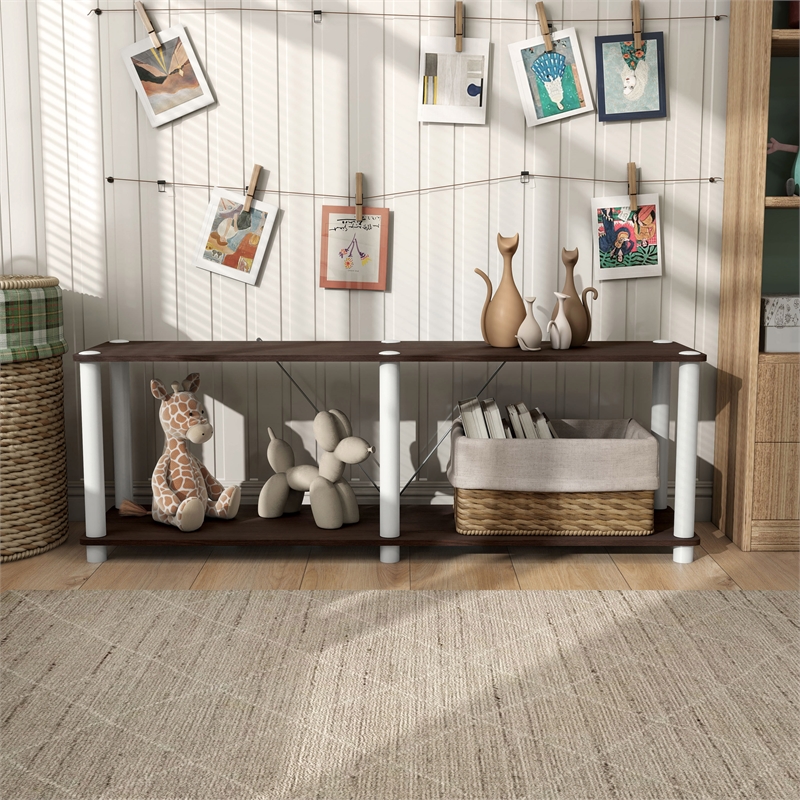 Furniture of America Seni 2-Tier 47-Inch Shelves Wood Open Bookcase in Espresso