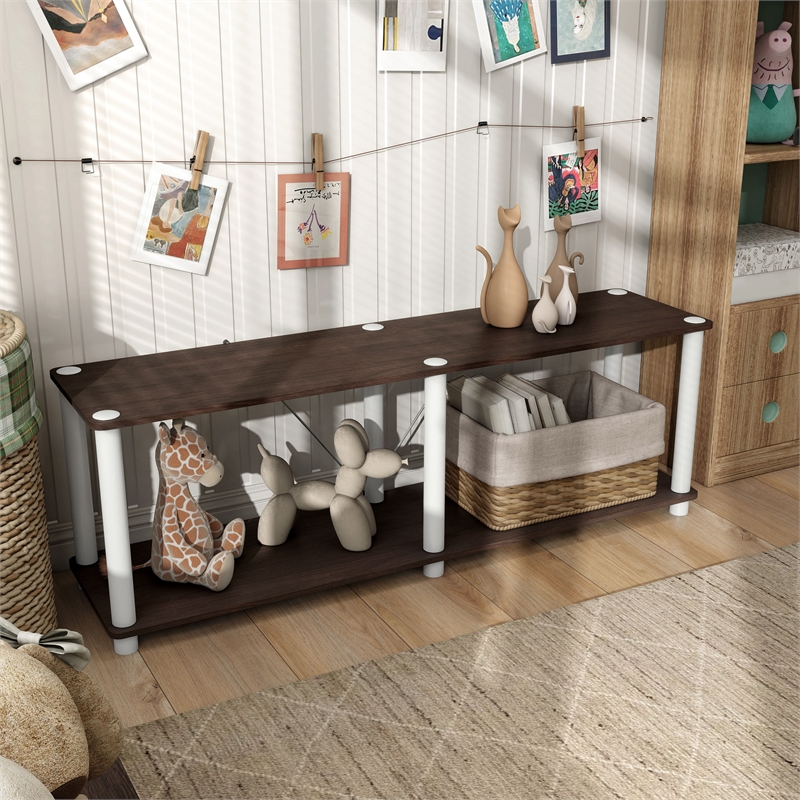 Furniture of America Seni 2-Tier 47-Inch Shelves Wood Open Bookcase in Espresso