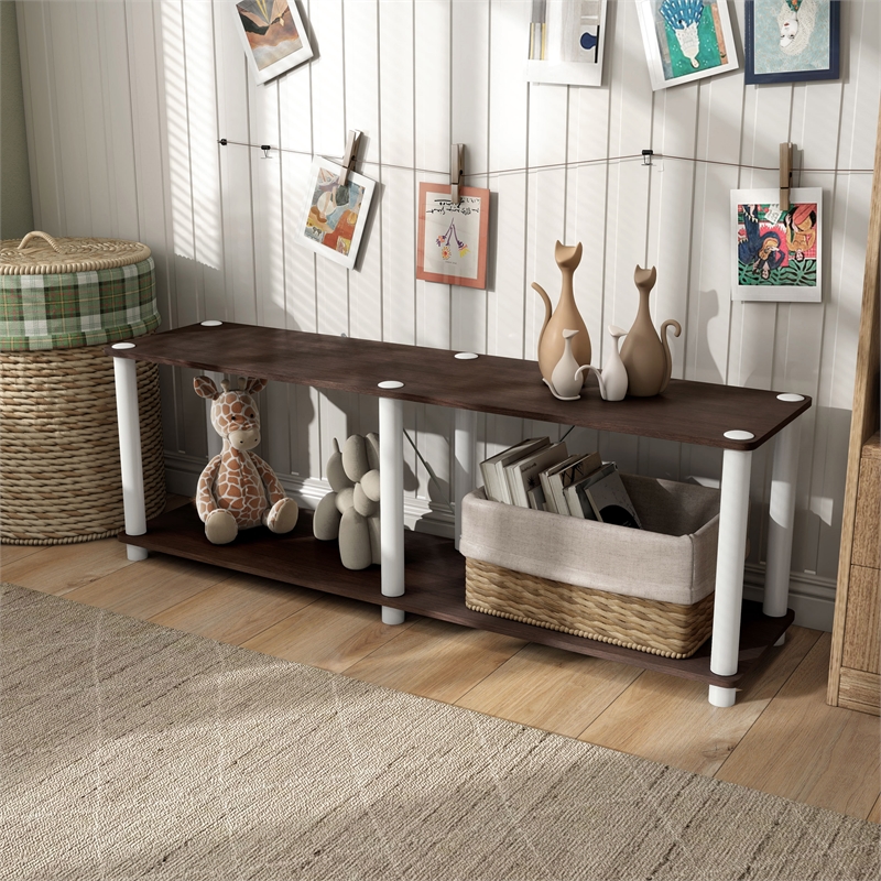 Furniture of America Seni 2-Tier 47-Inch Shelves Wood Open Bookcase in Espresso