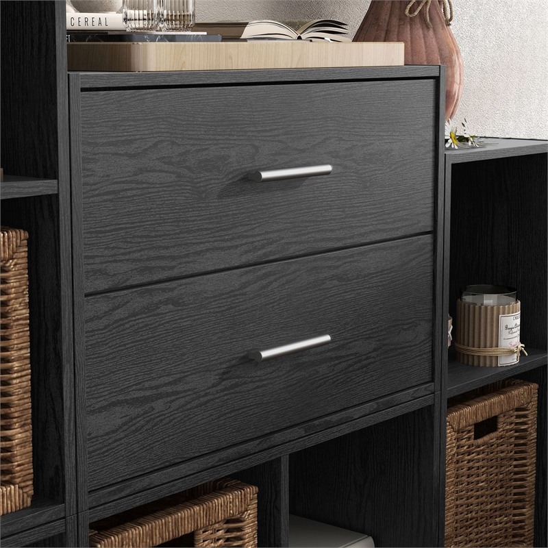 Furniture of America Seni Stackable Wood 2-Drawer Bookcase in Black