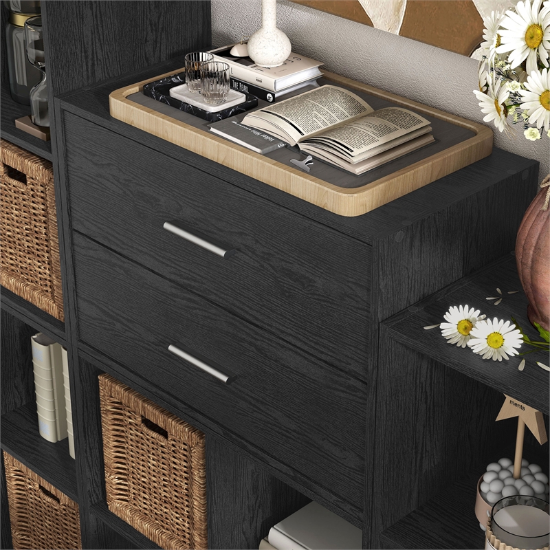 Furniture of America Seni Stackable Wood 2-Drawer Bookcase in Black