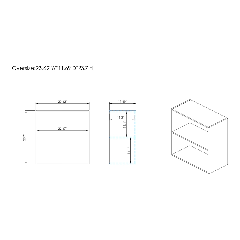 Furniture of America Seni Stackable Wood 2-Shelf Bookcase in Black