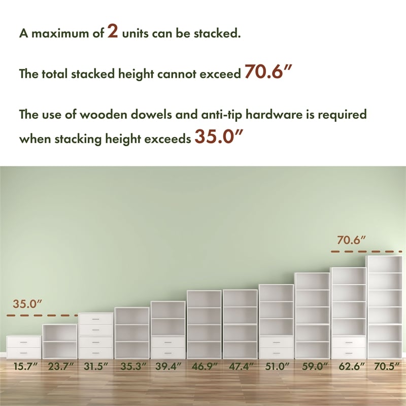 Furniture of America Seni Stackable Wood 2-Shelf Bookcase in Black