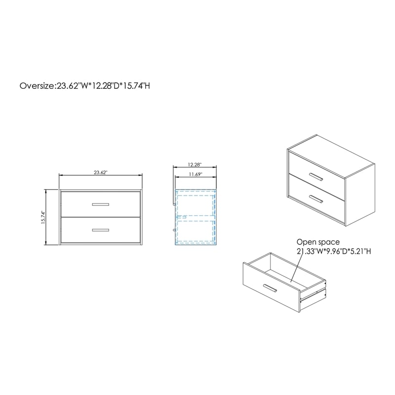 Furniture of America Seni Stackable Wood 2-Drawer Bookcase in Gray