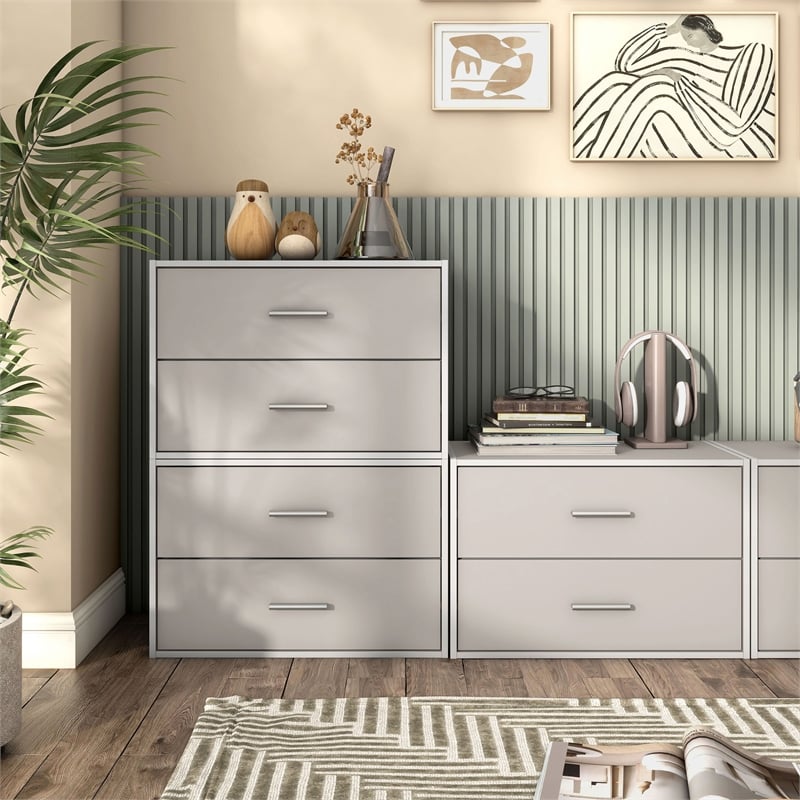 Furniture of America Seni Stackable Wood 2-Drawer Bookcase in Gray