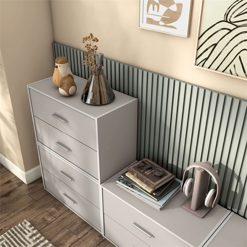 Furniture of America Seni Stackable Wood 2-Drawer Bookcase in Gray
