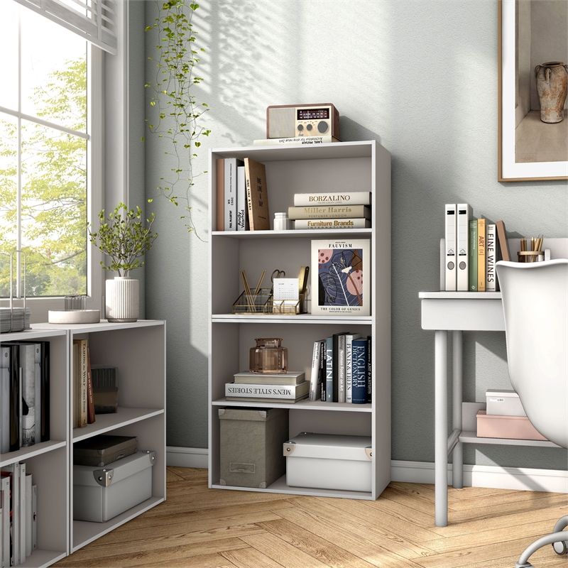 Furniture of America Seni Stackable Wood 2-Shelf Bookcase in Gray