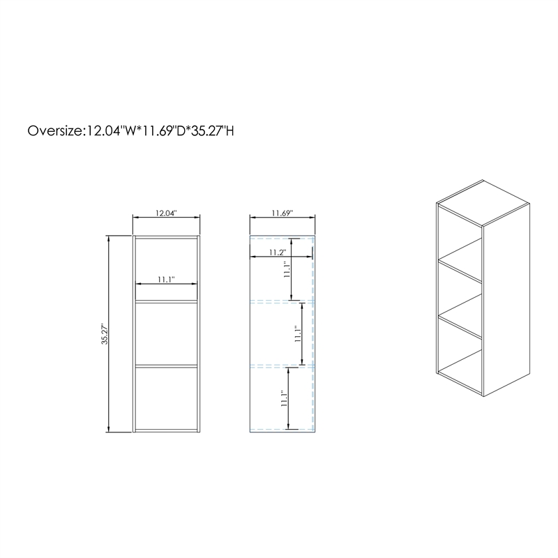 Furniture of America Seni Stackable Wood 3-Cube Bookcase in Gray
