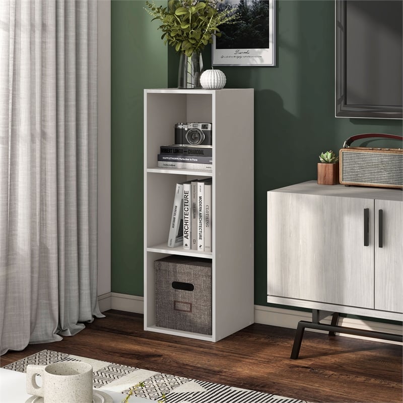 Furniture of America Seni Stackable Wood 3-Cube Bookcase in Gray
