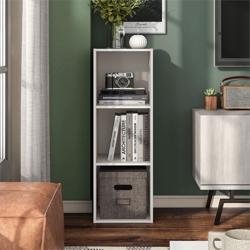 Furniture of America Seni Stackable Wood 3-Cube Bookcase in Gray