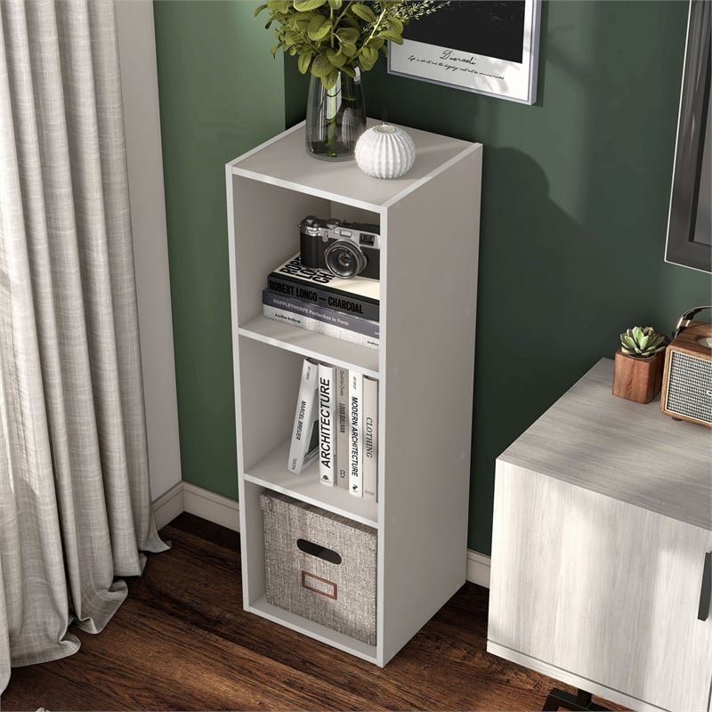Furniture of America Seni Stackable Wood 3-Cube Bookcase in Gray