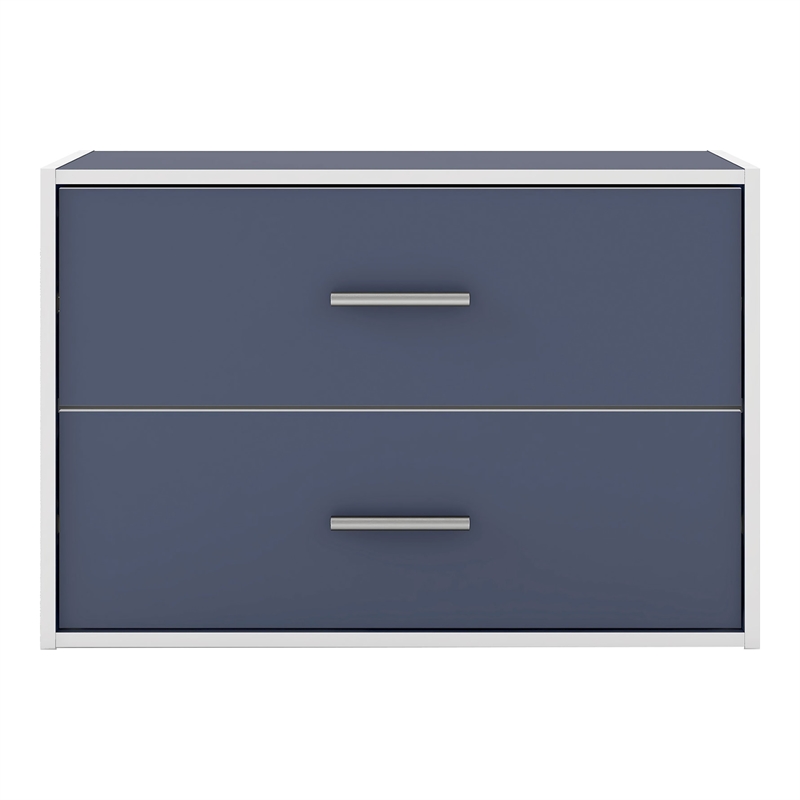Furniture of America Seni Stackable Wood 2-Drawer Bookcase in Steel Blue