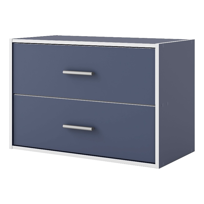 Furniture of America Seni Stackable Wood 2-Drawer Bookcase in Steel Blue