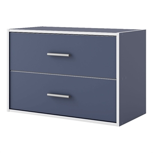 Furniture of America Seni Stackable Wood 2-Drawer Bookcase in Steel Blue
