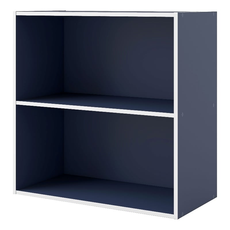 Furniture of America Seni Stackable Wood 2-Shelf Bookcase in Steel Blue