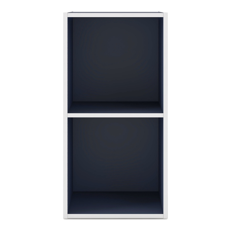 Furniture of America Seni Stackable Wood 2-Cube Bookcase in Steel Blue