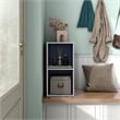 Furniture of America Seni Stackable Wood 2-Cube Bookcase in Steel Blue