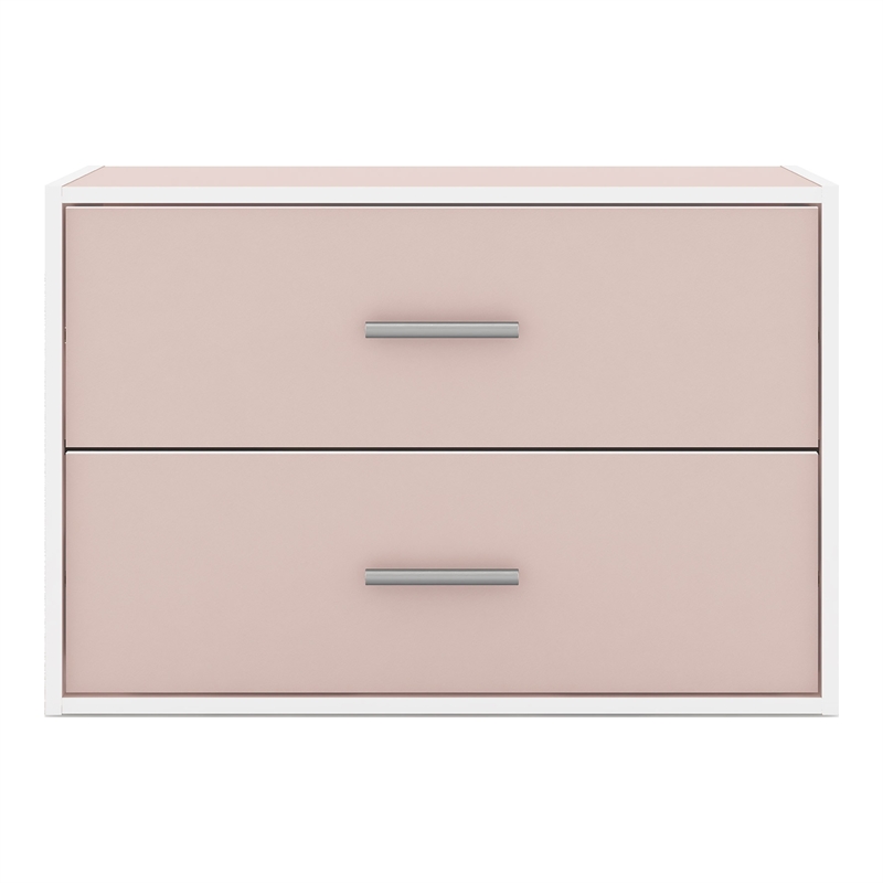 Furniture of America Seni Stackable Wood 2-Drawer Bookcase in Light Pink