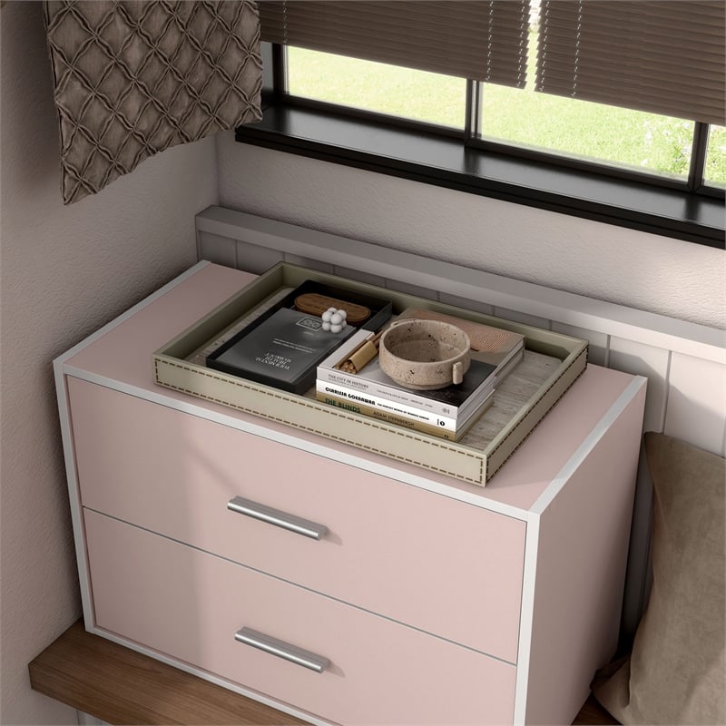 Furniture of America Seni Stackable Wood 2-Drawer Bookcase in Light Pink