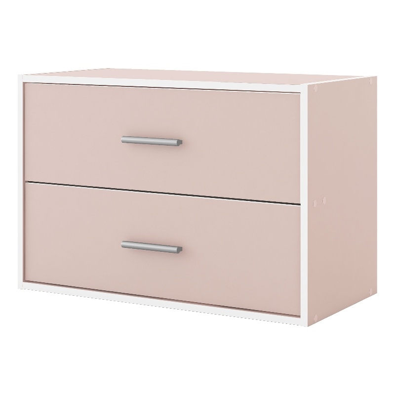 Furniture of America Seni Stackable Wood 2-Drawer Bookcase in Light Pink