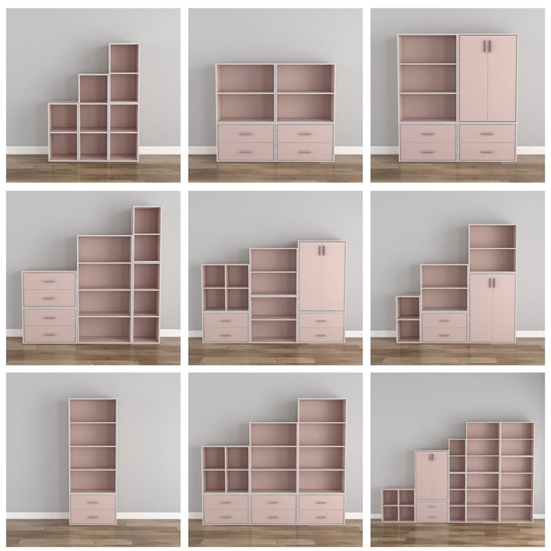 Furniture of America Seni Stackable Wood 2-Shelf Bookcase in Light Pink