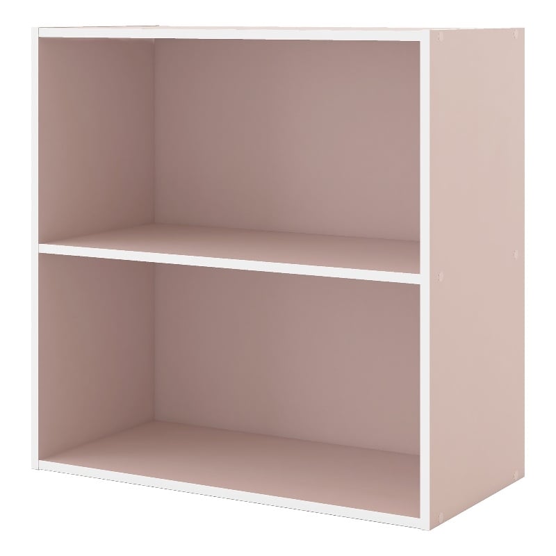Furniture of America Seni Stackable Wood 2-Shelf Bookcase in Light Pink