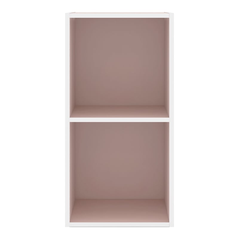 Furniture of America Seni Stackable Wood 2-Cube Bookcase in Light Pink