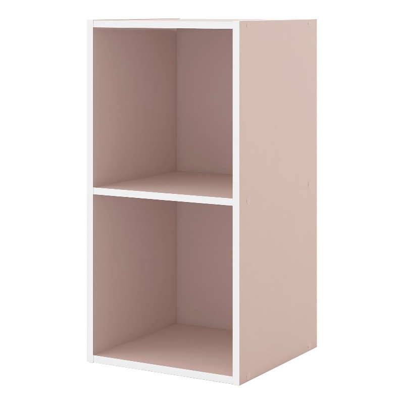 Furniture of America Seni Stackable Wood 2-Cube Bookcase in Light Pink