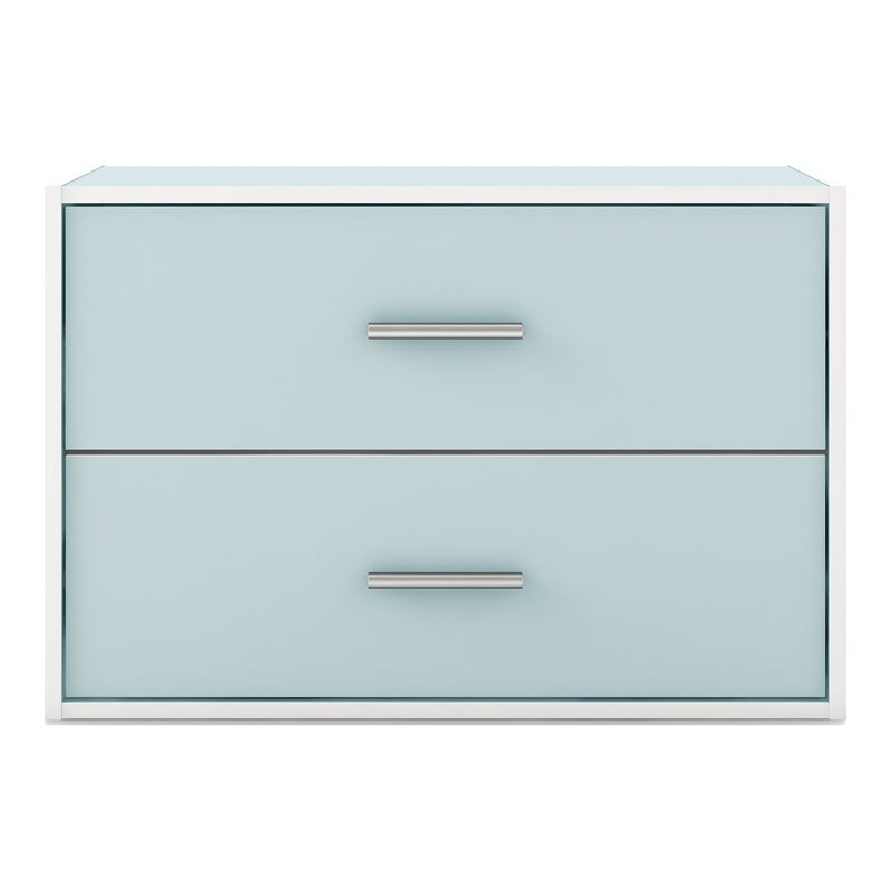 Furniture of America Seni Stackable Wood 2-Drawer Bookcase in Light Blue