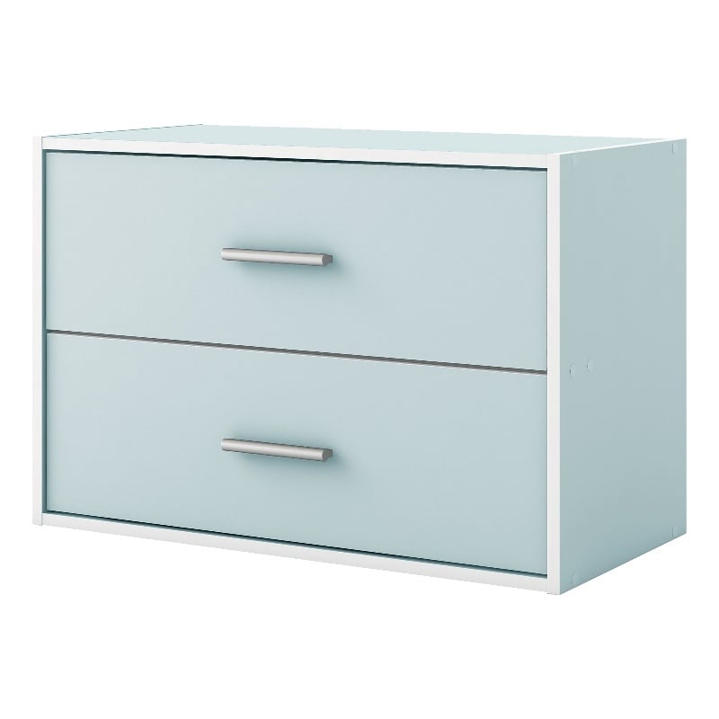 Furniture of America Seni Stackable Wood 2-Drawer Bookcase in Light Blue