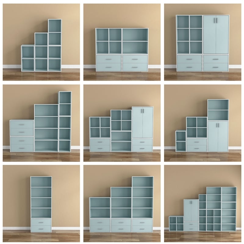 Furniture of America Seni Stackable Wood 2-Shelf Bookcase in Light Blue