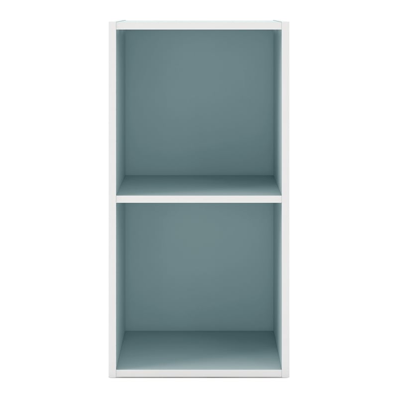 Furniture of America Seni Stackable Wood 2-Cube Bookcase in Light Blue
